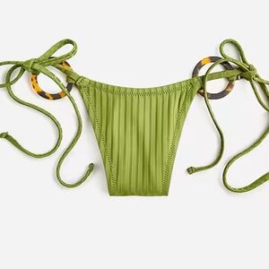 *NWT* J.Crew Wide Ribbed Curved Waist Cheeky String Bikini Bottom with Rings